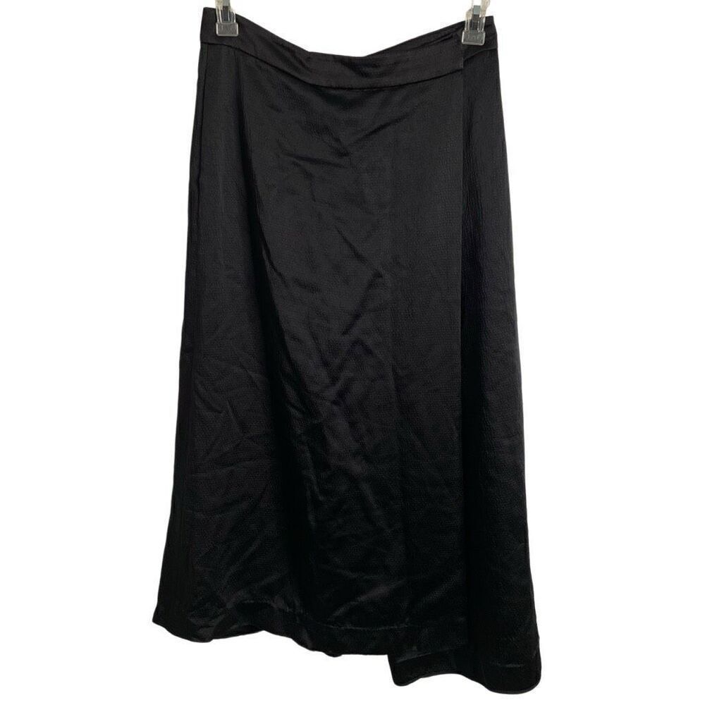 Theory Womens Faux Skirt Pant 8 Black Hammered Acetate Avant Garde Art Teacher